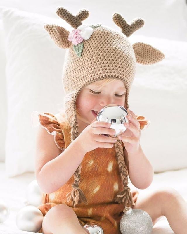 CROCHET PATTERN Reindeer Beanie – Peach&Paige - Main Image